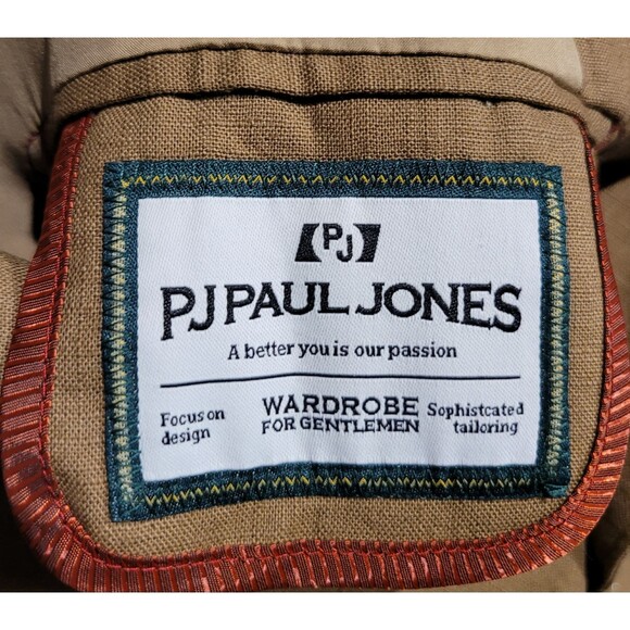 PJ Paul Jones Linen Cotton Blend Lightweight Blazer Mens Large NWT Tan Brown - Picture 6 of 7